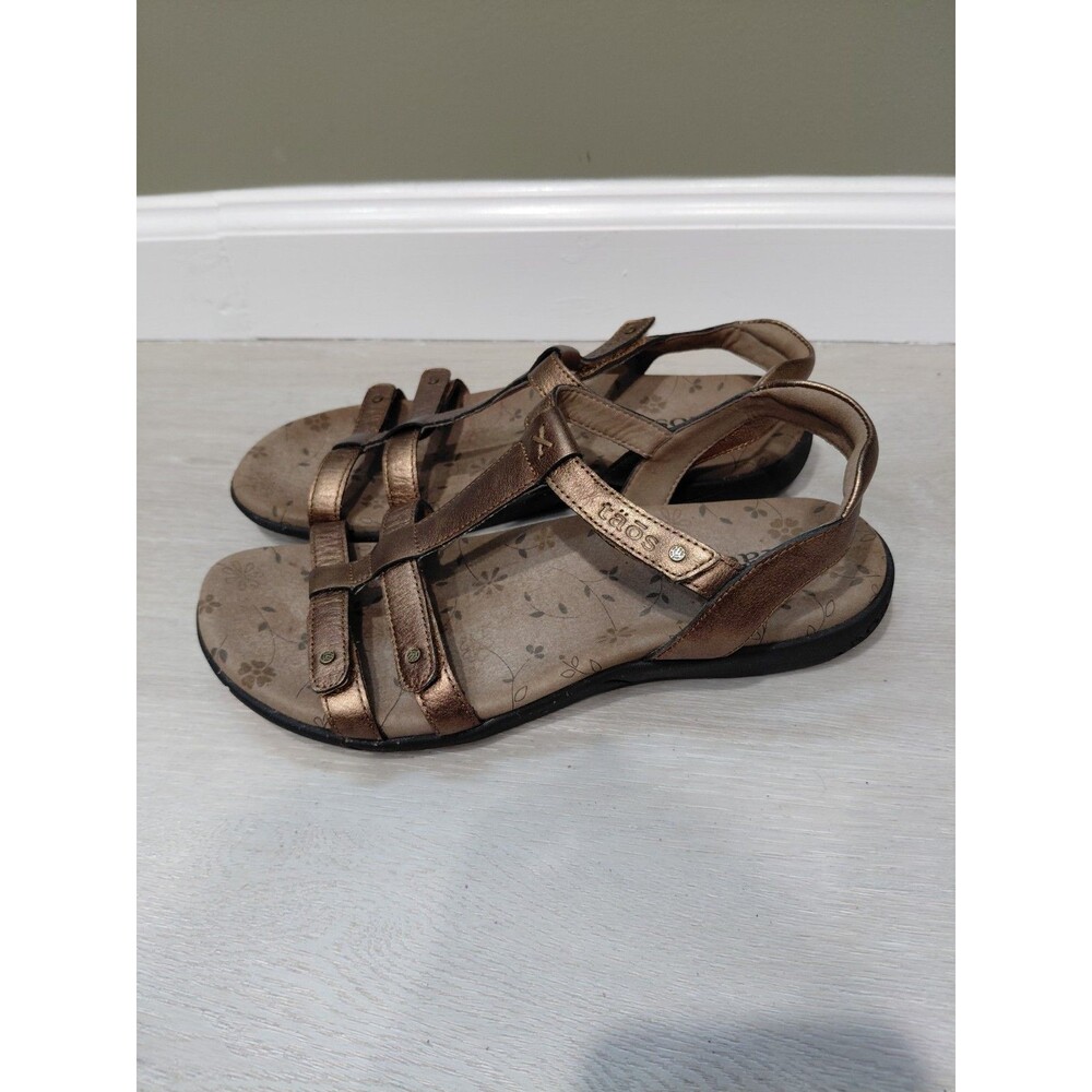 Taos Trophy 2 Sandals Bronze Leather Strappy Adjustable Comfort Women Size 9